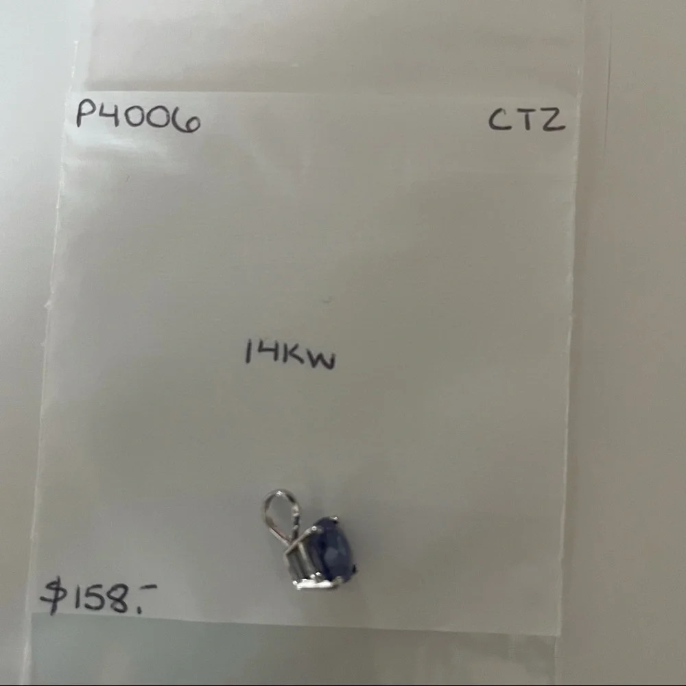 New 14k White Gold Tanzanite Pendant $158 - Picture 3 of 5
